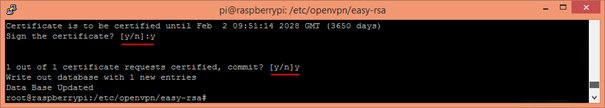 Génération clé avec mot de passe client OpenVPN